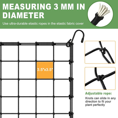 2x4 Trellis Net for Grow Tent, Stretchy Scrog Net Heavy Duty Trellis Netting with Hooks for Climbing Plants Outdoor Indoor Plant Growing Tents, Cucumber Trellis Netting Support for Garden