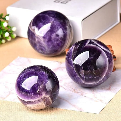 Amethyst Sphere Gemstone Balls Healing Crystals Ball with Stand Crystal Sphere for Reiki Chakra Fengshui Meditation Home Decor (300g)