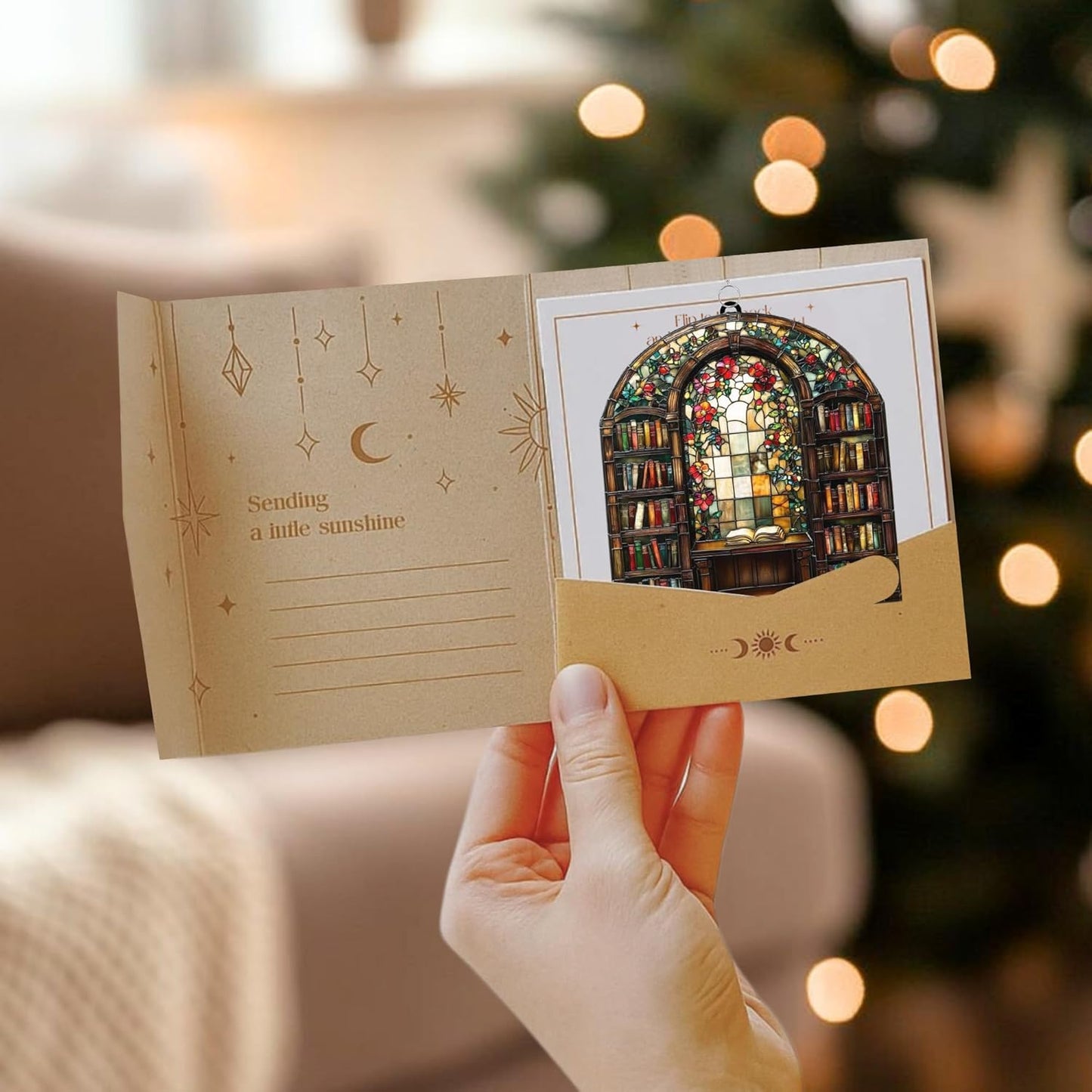 Floral Library Books Bookish Acrylic Suncatcher Stained Glass Effect Window Car Hanging Christmas Ornament Indoor Outdoor Decor Garden Sun Catcher Panel Book Lover for Women Mom Grandma