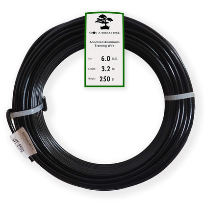 Anodized Aluminum 6.0mm Bonsai Training Wire 250g Large Roll (10.5 feet) - Choose Your Size and Color (6.0mm, Black)