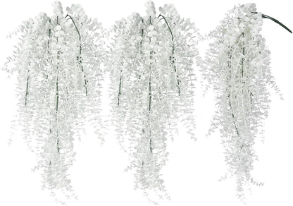 RECUTMS Fake Plant Hanging Eucalyptus Vines Plants Faux Eucalyptus Leaf Hanging Plant for Room Wedding Proch Yard Outdoor Home Wall Kitchen Bathroom Indoor Decoration in 3 Pcs(Pure White)