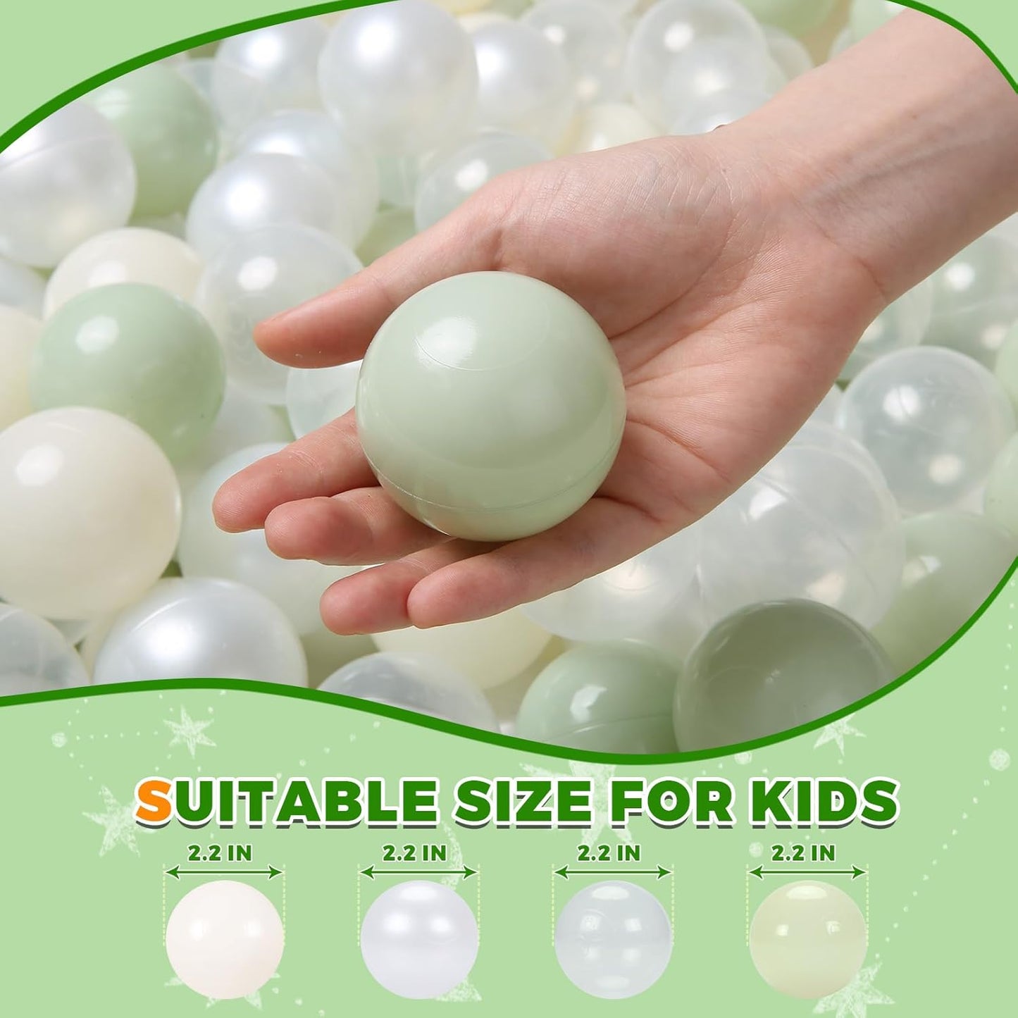 TRENDPLAY Plastic Balls for Ball Pits 2.2 Inch, Pack of 50 100 200 500 Hollow Balls, Perfect for Toddler Baby Pools,Party,Festival Decoration