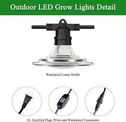 Outdoor LED Grow Lights, Waterproof String Plant Growing Light, Full Spectrum Growth 12 Light, Suitable for Garden, Farm, Flower, Seedling Greenhouse Grow Light