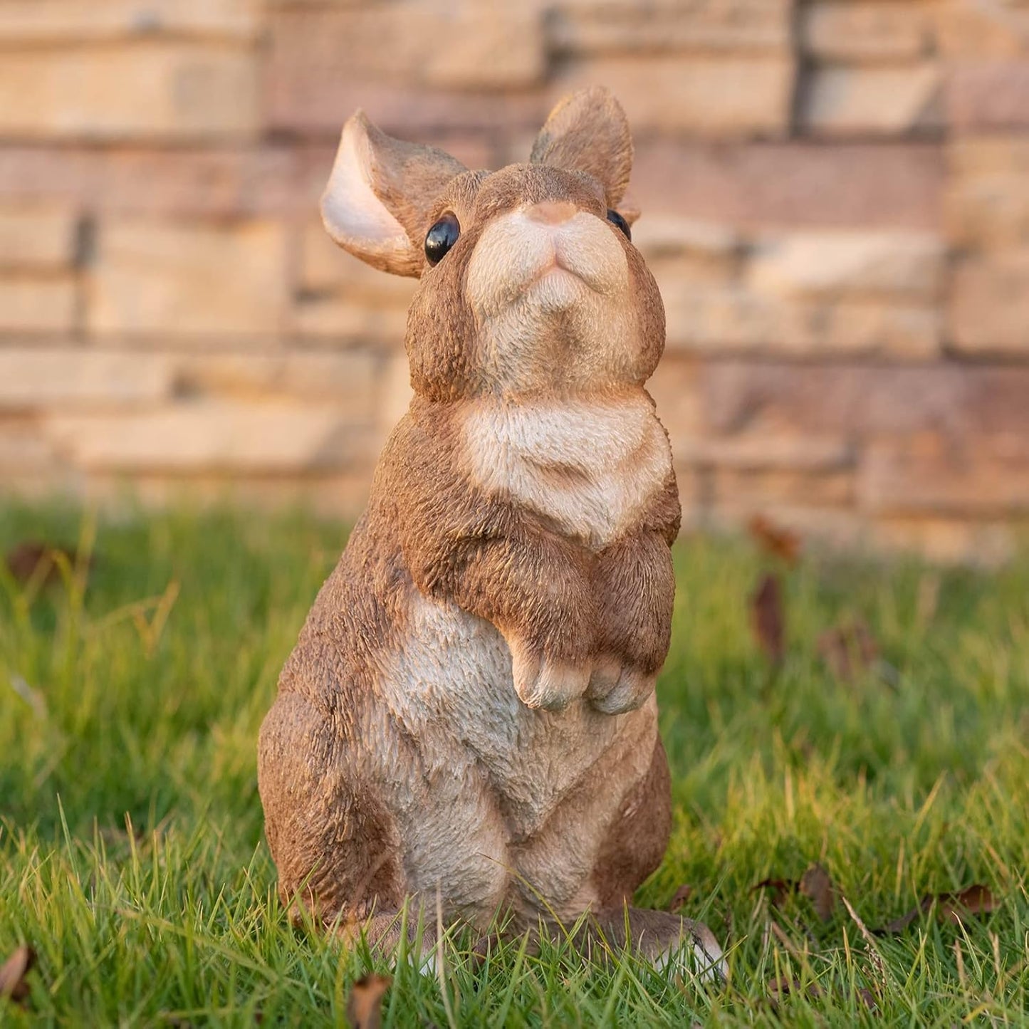 Vivid Rabbit Sculpture - Realistic Fine Resin Sculpture, Suitable for Outdoor Courtyards and Courtyards Natural Themed Garden Decorations, Easter Spring Home Decor 9.5inch