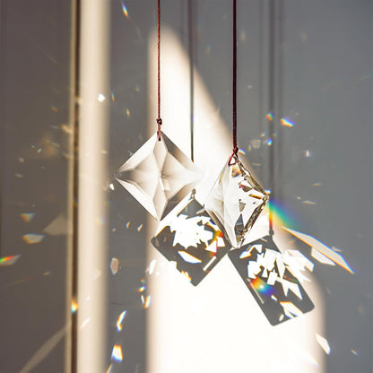 HDCRYSTALGIFTS 2PCS 50mm Clear Crystal Sun Catcher Prisms, Hanging Suncatchers with Glass Prism, Rainbow Maker for Windows, Balcony, Kitchen, Garden Decoration