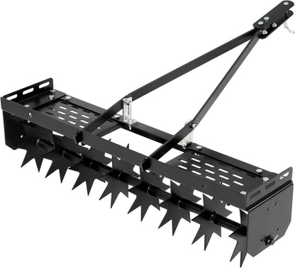 32" Tow Behind Spike Aerator Tool W/ 8 Spikes, Hitch Pin Attach to Lawn Tractor, Most ZTRs, ATVs Soil Mower Hitch, Lawn Soil Penetrator for Gardens, Lawns, Farms