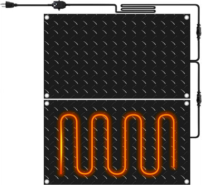 Riakrum 2 Pcs Heated Snow Melting Mats Outdoor, 10 x 15 in Winter Anti-Slip Heated Rubber Mat for Walkways Decks and Sidewalks, Snow and Ice Melting Pads Connection with 9.84 ft Power Cord
