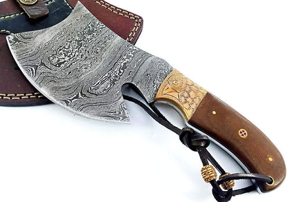 Damascus Steel Blade Axe Hatchet Tomahawk Hunting Knife Camping Hiking SM44