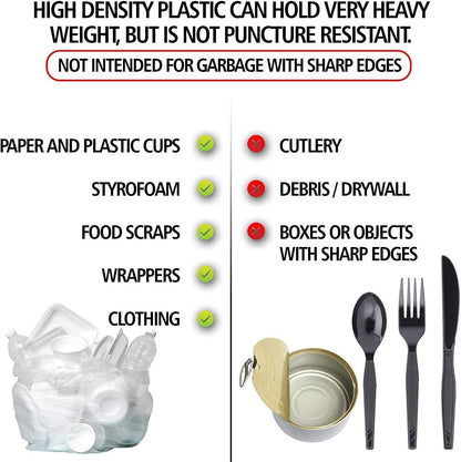 Aluf Plastics High Density Trash Bags, 45 Gallon, 600 Count, 22 Micron (eq), 40" x 48", Clear, for Bathroom, Office, Industrial, Commercial, Janitorial, Municipal, Recycling