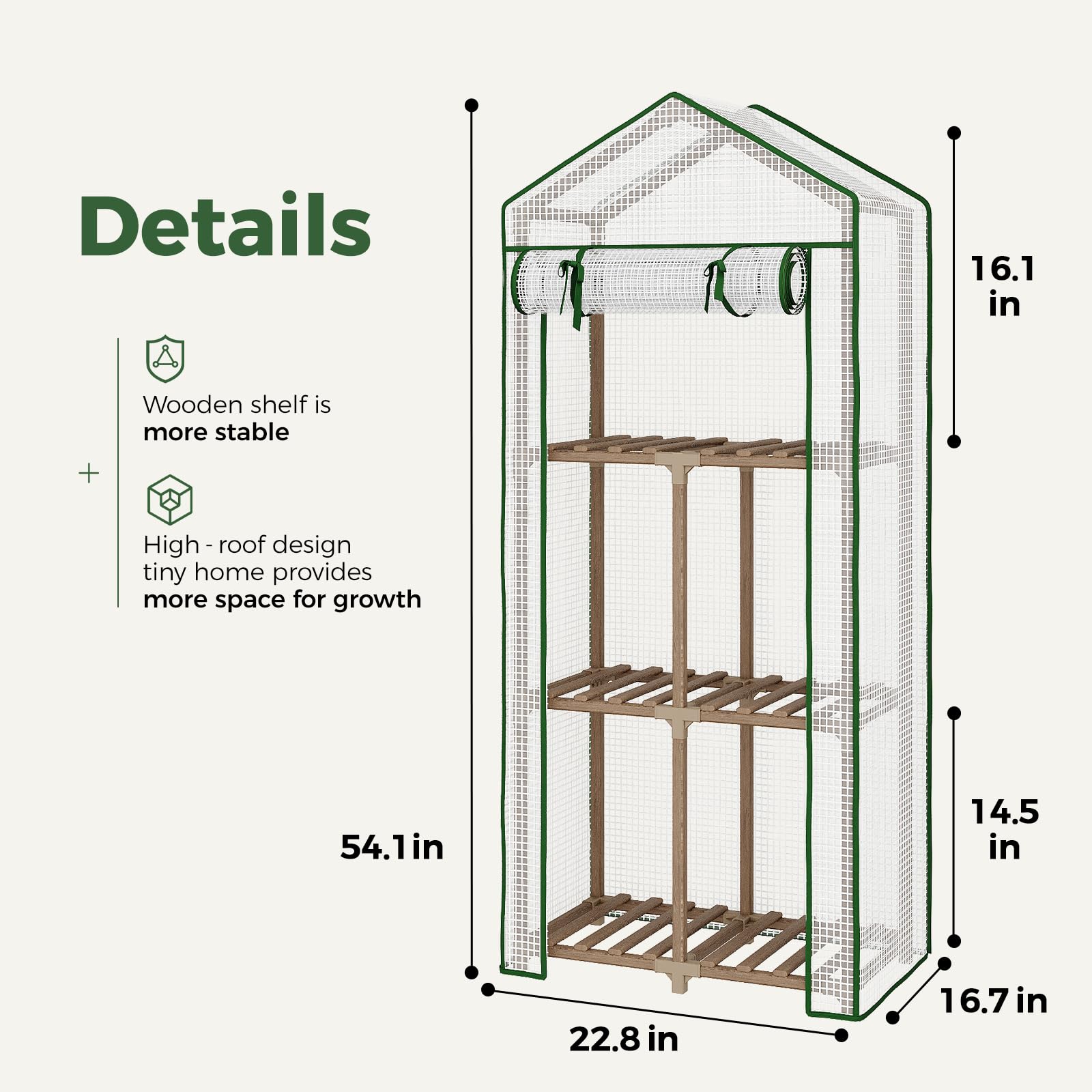 Bamworld Greenhouse for Outdoors Small Plant Green House 3-Tier Rack Stand Portable Greenhouses