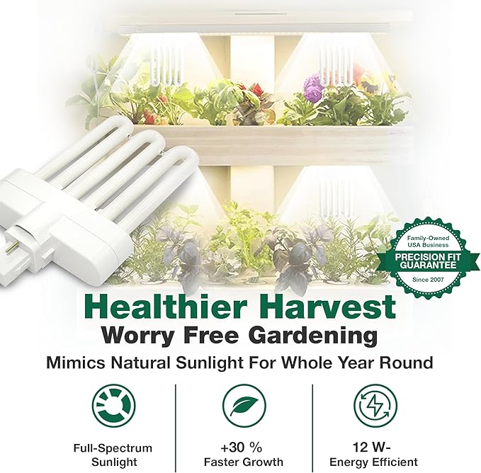 4 Grow Bulbs Compatible with Miracle-GRO AeroGarden B Grow Bulb, Part # 970904-0200,100340 & Models AeroGarden 3,3SL,3 Elite,6,7,Chef in A Box,Chef in A Box Elite (4 Pack) by Think Crucial
