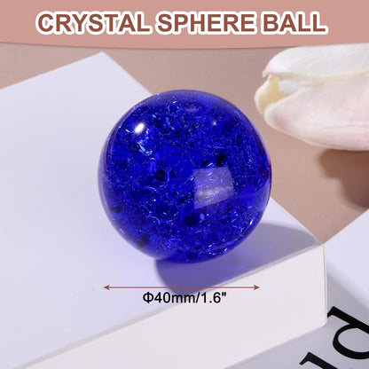 uxcell 40mm/1.6" Crystal Sphere Ball Ice Cracked Glass Solid Decorative Sphere Crystal Ball Prop Ornament for Feng Shui Divination Fortune Telling Tabletop Fountain Decoration, Dark Blue