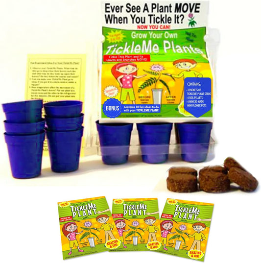 TickleMe Plant Deluxe Family Greenhouse Kit – Grow The Playful Plant That Closes Its Leaves When Tickled! Includes Mini Greenhouse, 3 Seed Packets, Soil Pellets & Pots – Fun Indoor Gardening Gift