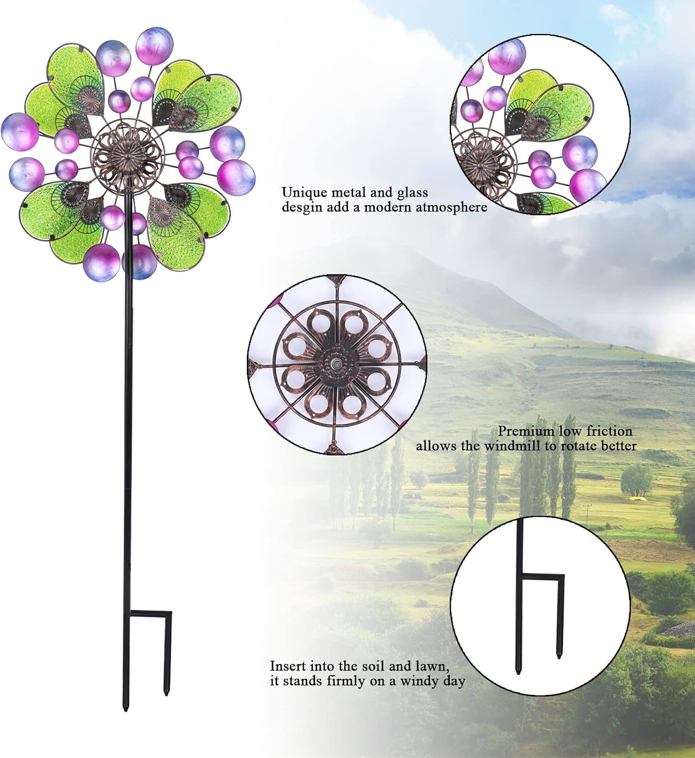 MUMTOP Wind Spinners for Yard Garden - Kinetic Yard Art Wind Spinners for Lawn Patio and Outdoor Decoration