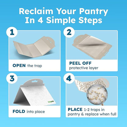 BugMD Pantry Moth Traps (18-Pack) – Pheromone-Based Sticky Glue Traps, Non-Toxic, Kills Indian Meal Moths – Kitchen & Food-Storage Safe - White