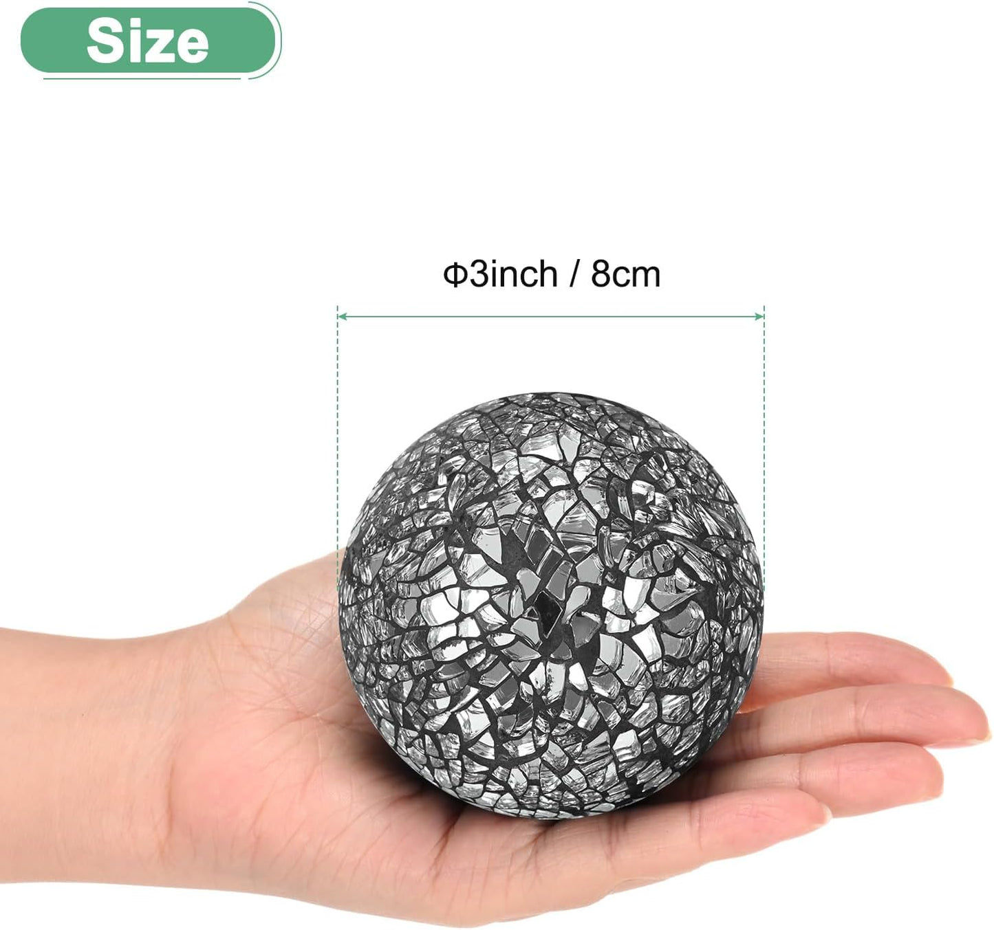 Decorative Ball for Bowls, 3 Inch Mosaic Glass Balls Decorative Glass Orbs for Home Decor/Dining Tables/Wedding Party/Coffee Table/Centerpiece Decor [Black]