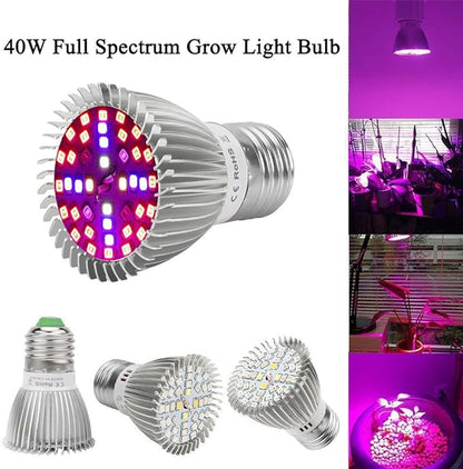 Esbaybulbs 40W LED Grow Light Bulbs E26 4 Pack, Full Spectrum Grow Lamp Red Plant Light for Hydroponics Greenhouse Indoor Plants
