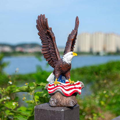 15.35in Majestic Lifelike Bald Eagle Statue - Durable Resin Garden Sculpture for Outdoor Lawn Decoration & Indoor Art Display Courtyard Decoration