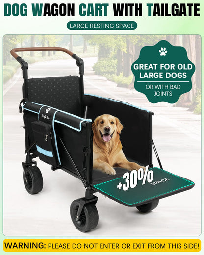 Snagle Paw Extra Large Dog Stroller,Wagon Cart for Medium Large Dogs up to 200lbs | All Terrain Foldable Pet Stroller with Ramp & Tailgate (Extra Space), Adjustable Handle & One-Step Brake