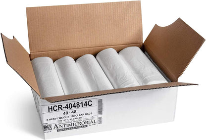 Aluf Plastics High Density Trash Bags, 45 Gallon, 250 Count, 14 Micron (eq), 40" x 48", Clear, for Bathroom, Office, Industrial, Commercial, Janitorial, Municipal, Recycling