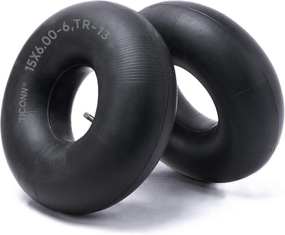 TICONN 15x6.00-6nhs Lawn Mower Tires Inner Tube, 2 Pack Inner Tire Tube for Wheelbarrow Tires, Replacement Tube with TR-13 Straight Valve Stem for lawn mower tires 15x6.00-6, Wheelbarrows, Wagons
