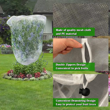 Fruit Tree Netting Covers with Zipper to Protect from Squirrels and Birds Large Netting for Fruit Trees Net Protection, Black, 71" x 75", 2 Pack