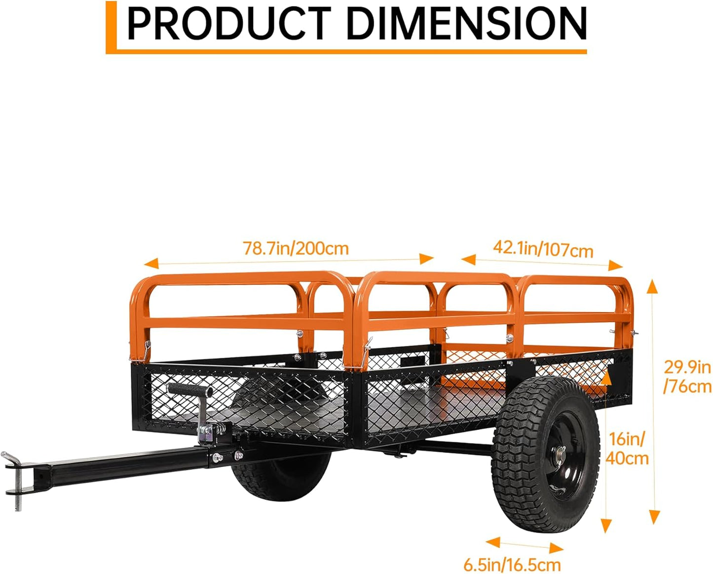 Heavy Duty Steel Dump Cart, 1500 Lbs Utility Garden Trailer, ATV Dump Trailer with Removable Sides, 15 Cubic Feet HD Agricultural Trailers for Tractor Lawn Mower Garden