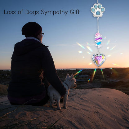 Dog Memorial Gifts for Loss of Dog - Loss of Dogs Sympathy Gift - Pet Memorial Crystal Decor Suncatcher - Thoughtful Dogs Remembrance Bereavement Gift (Blue Heart Crystal Suncatcher)