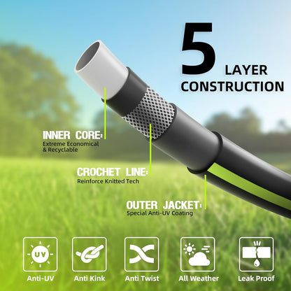 Worth Leader Short Garden Hose 3/4 in. x 4 ft. -Heavy Duty Durable Lightweight PVC Rubber Water Pipe for Agriculture, Lawn Care & Commercial Use -No Kink, Flexible, Leakproof, Male to Female Fittings