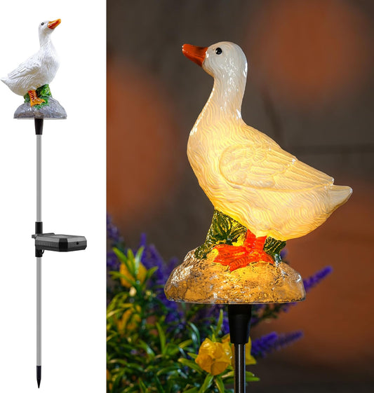 Solar Porch Goose Statue Garden Decor, 29 inch with Motion-Activated Sound Outdoor Decor for Lawn Patio Yard Balcony - Unique Gift for Garden Lovers