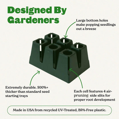 Epic Gardening Reusable Seed Starter Tray - 6 Cell/120 Seedling Starter Trays - Easy Watering, Indoor Greenhouse, Plant Starter, Gardener-Friendly for Seedlings | UV-Treated & BPA-Free - Sage Green