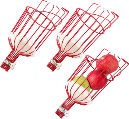 ZOENHOU 3 Pack Twist-On Fruit Picker Basket, Fruit Picker Tool, Fruit Picker Head Basket with Foam Cushion for Picking Fruits, 13 x 5.7 Inch