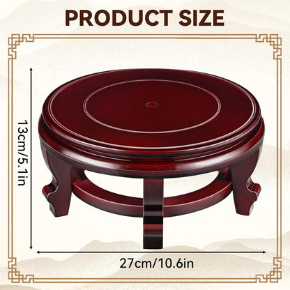 Yoiemivy 10 Inch Wooden Plant Stand Indoor Flower Pot Base Vase Display Shelf Chinese Fishbowl Planter Stands for Display Oriental Style Plant Pot Pedestal Stand