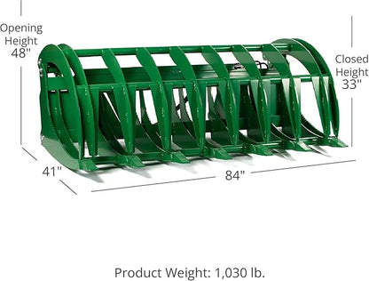 Titan Attachments Extreme Root Grapple Rake Attachment, Global Euro Connection, Heavy-Duty Rake Attachment, Twin 3,000 PSI Cylinders, Replaceable Forged Steel Teeth