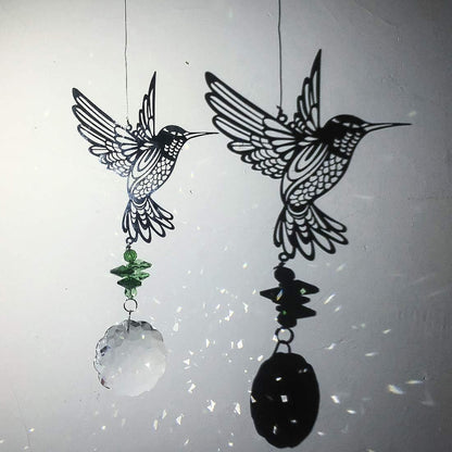 H&D HYALINE & DORA Glass Crystal Flower Prism Rainbow Maker Hummingbird Hanging Window Sun Catcher for Gift