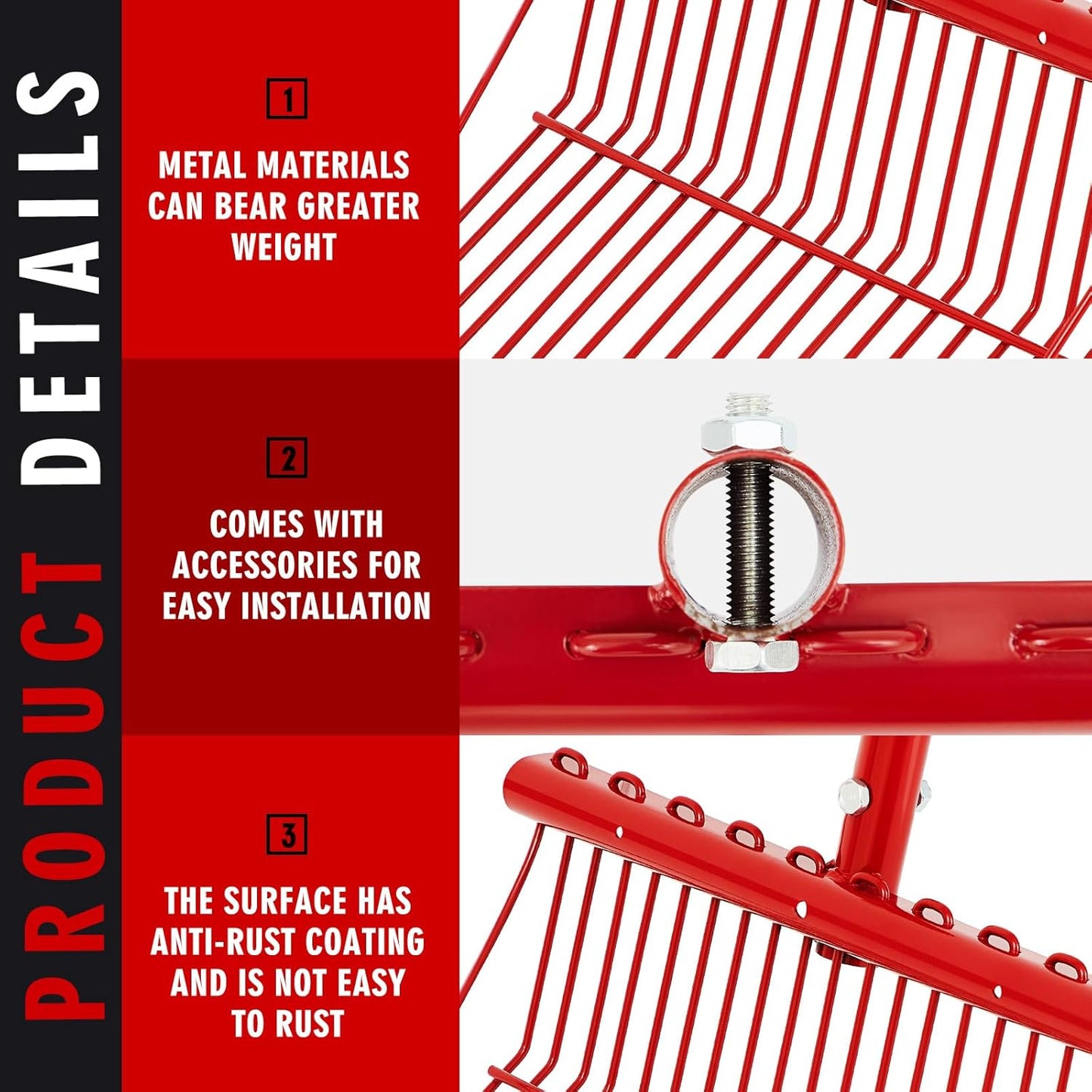 Tandefio 2 Pack Pitchfork Replacement Head Metal Horse Manure Rake Gardening Pitch Fork with Angled Tines for Horse Stall Poop Picking up(Red)
