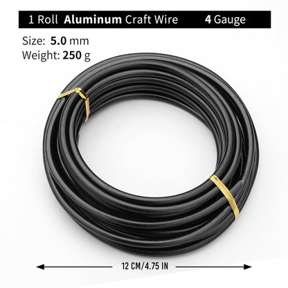 Black-5.0-Anodized Aluminum Bonsai Training Wire 250g Large Roll,Many Size to Choose,KSVZS Bendable Metal Wire for Crafts,Sculpting,Armature and Daily Use,Necessities for Family