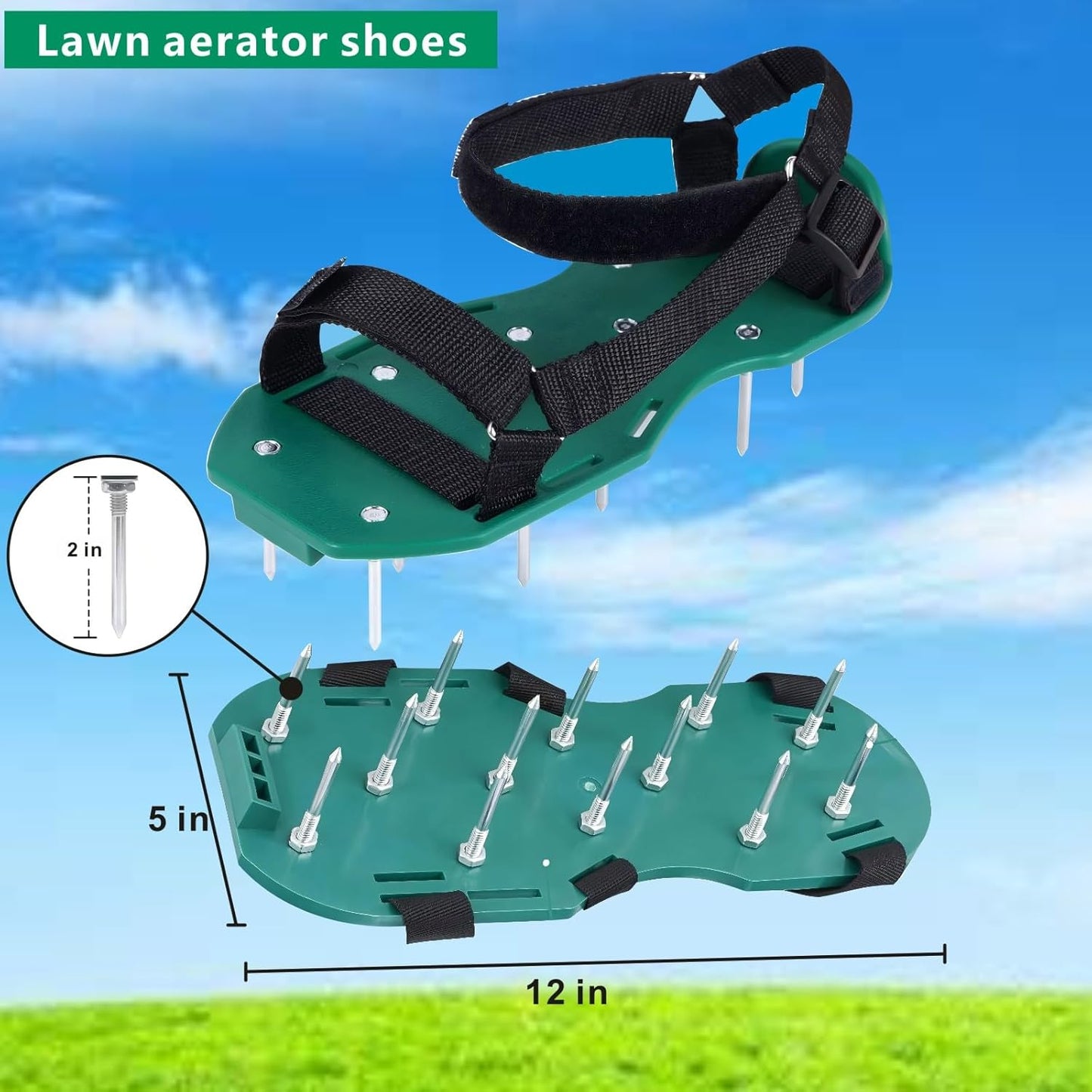 Heavy Strap Garden Aerate Spike Shoes Upgrades Lawn Aerator Shoe Tools Yard Aeration Shoes for Grass Soil Aerating Spikes (Standard Style)