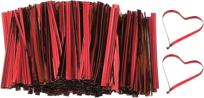 PATIKIL Bag Twist Ties 2 Inch, 800 Pcs Metallic Bread Ties for Treat Plastic Bags Gift Wrapping Candy Coffee Bag Plant Party Cake Favor, Red