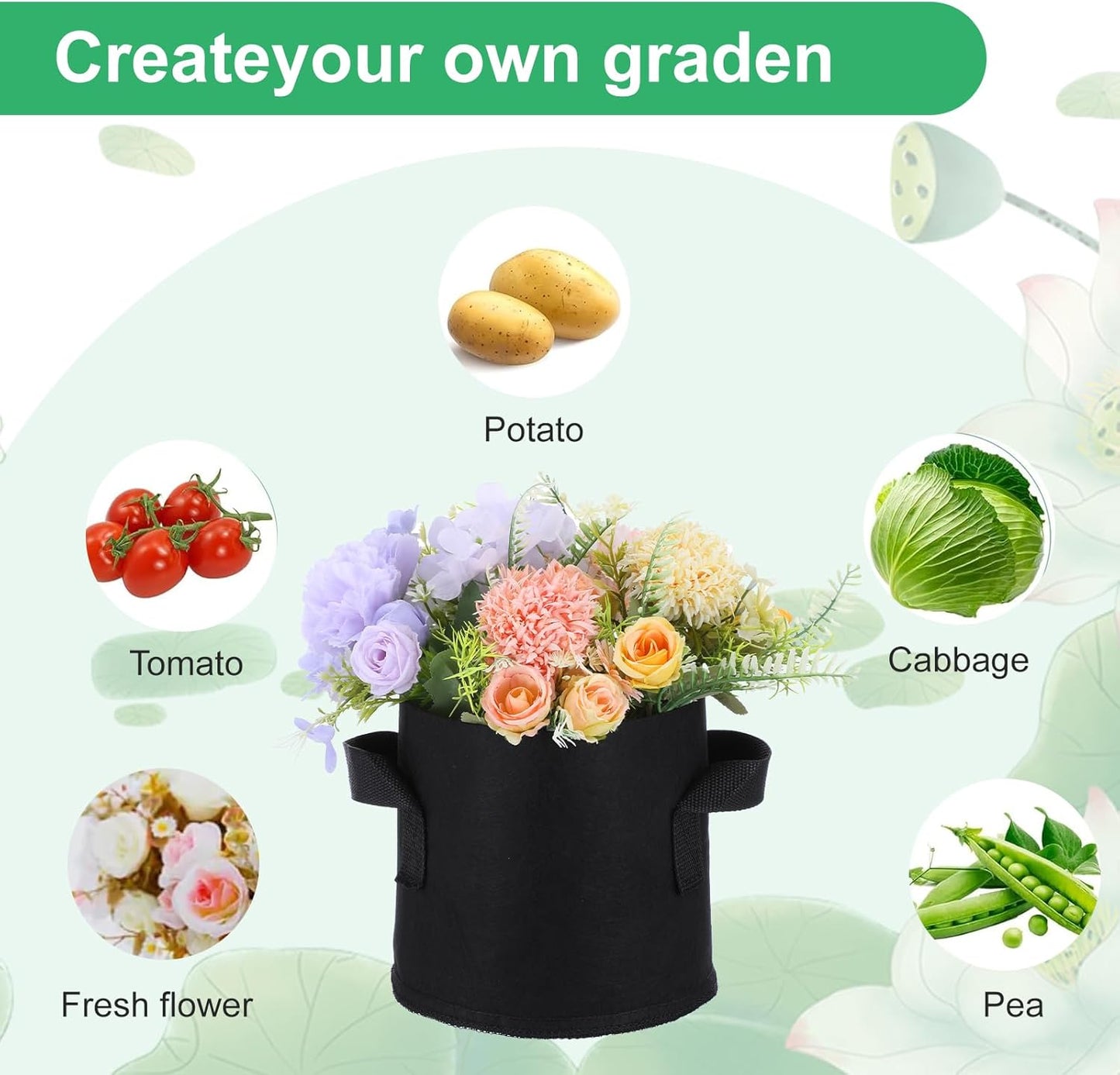 10 Pack Aquatic Plant Pots for Pond, Reusable Fabric Aquatic Plant Pots, Breathable Pond Plants Basket Grow Bags with Handles for Bog Plants, Water Lily, Lotus, Flower