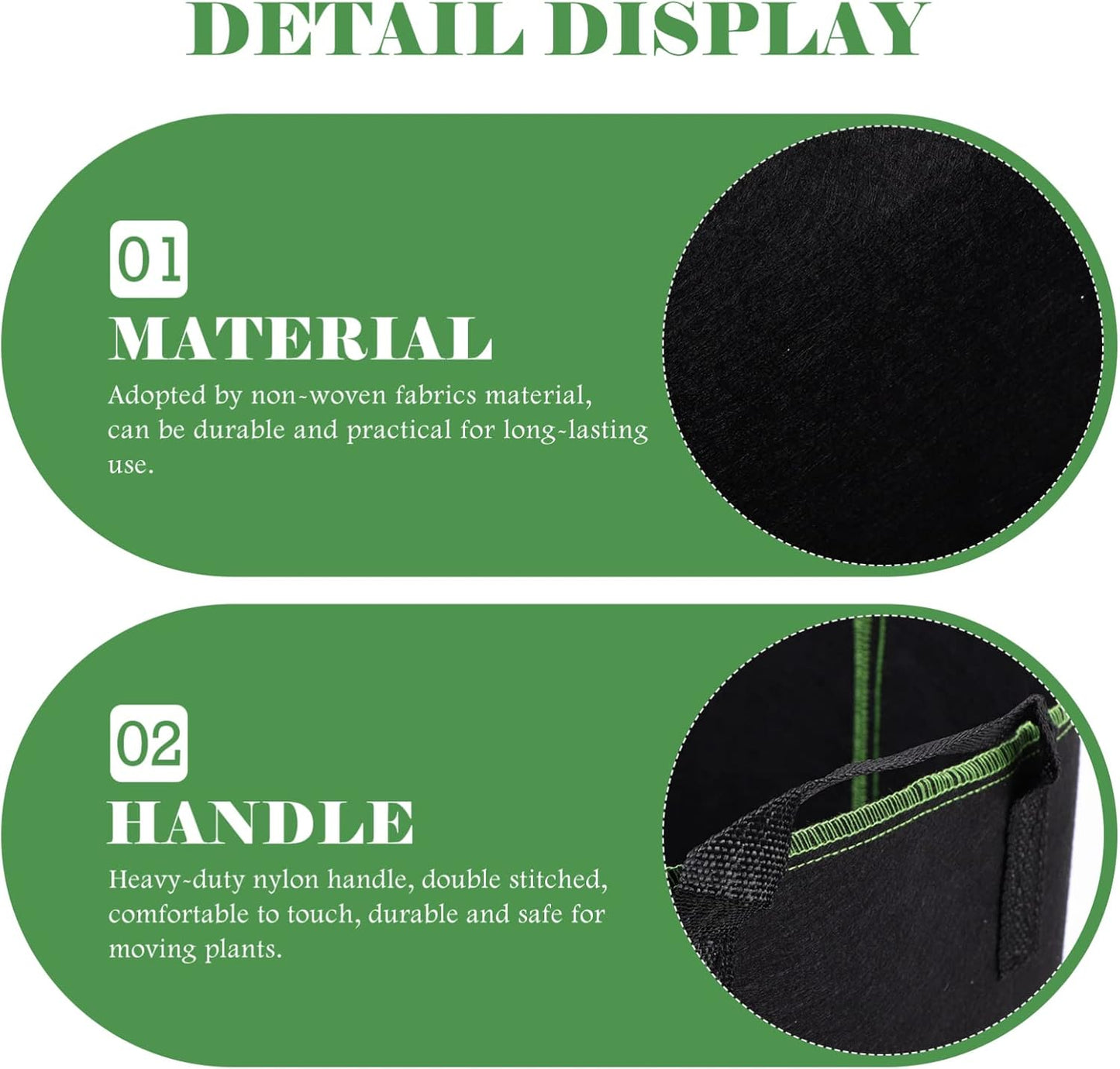 DOITOOL 5 Pack 5 Gallon Plant Grow Bags, Nonwoven Plant Fabric Pots with Handles, Vegetable/Flower/Plant Grow Bags for Nursery Garden Planting
