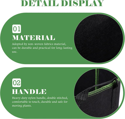 DOITOOL 5 Pack 5 Gallon Plant Grow Bags, Nonwoven Plant Fabric Pots with Handles, Vegetable/Flower/Plant Grow Bags for Nursery Garden Planting