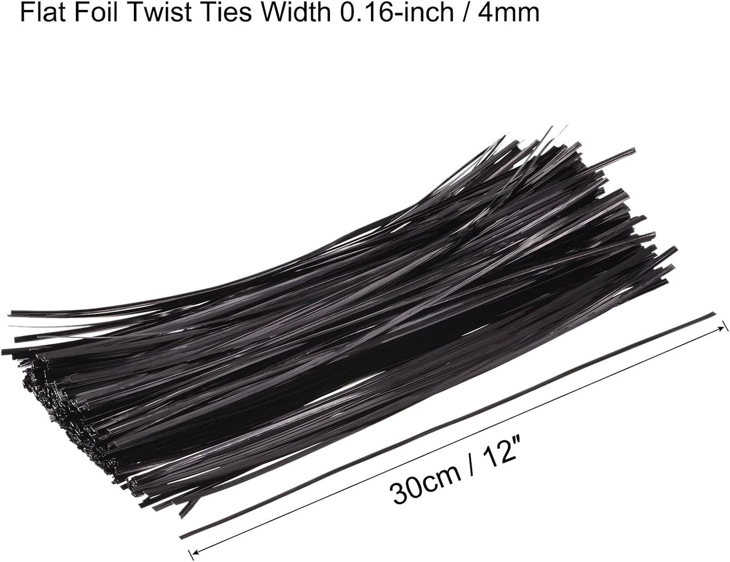 MECCANIXITY Foil Twist Ties 12" 30cm Metallic Plastic Closure Tie for Tying Gift Bags Arts Crafts Ties Manage Cords Black Pack of 750