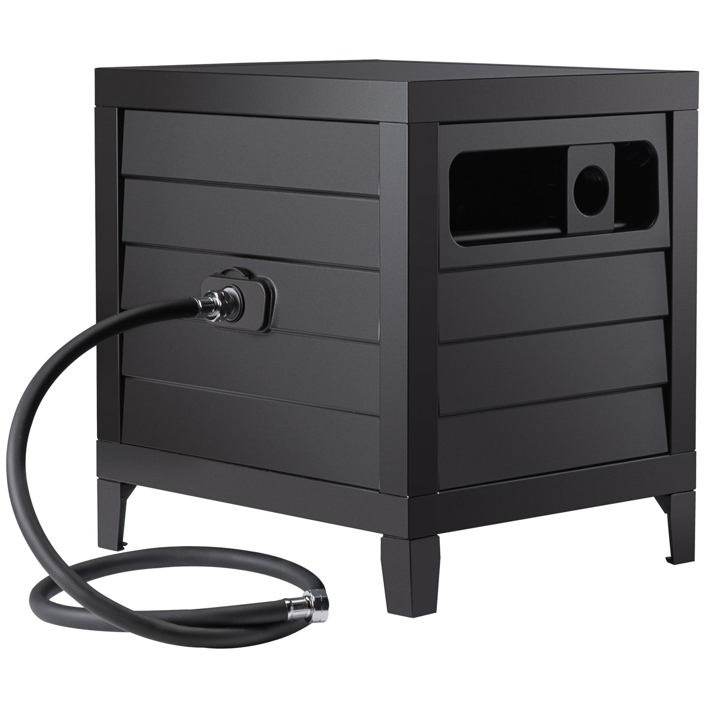 AQUAZILLA Metal Garden Hose Reel Deck box, Durable Steel Garden Hose Storage Box Cabinet, 150ft