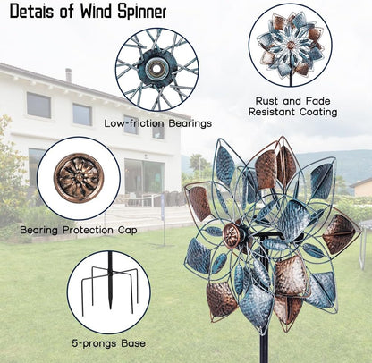 Wind Spinners Outdoor Metal 14.3” Wind Spinners for Yard and Garden Vintage Wind Spinner Garden Decor Wind Sculptures & Spinners for Patio Lawn Decoration
