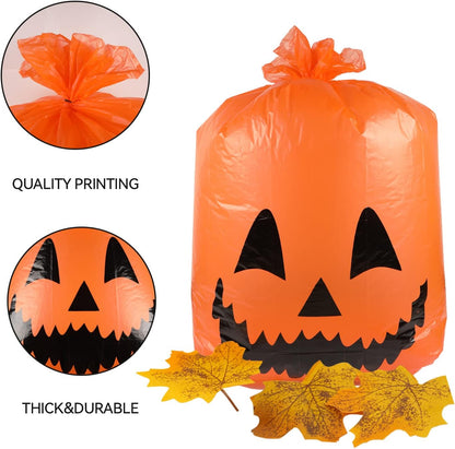 Labeol Halloween Pumpkin Leaf Bags 6Pcs Halloween Decorations Outdoor Lawn Bags with Ties Goodie Trash Yard Waste Fall Garden Decor