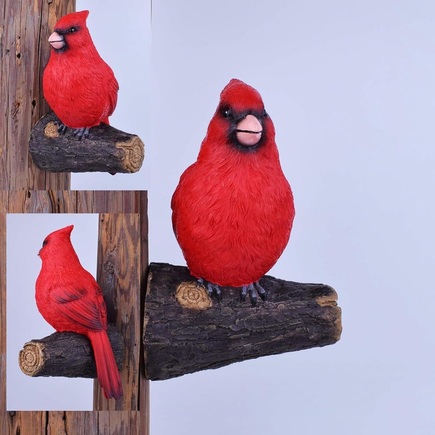 Tree Hugger Cardinal, Large Red Bird Garden Statue, Resin Figurine Hanging Tree Face Sculpture Yard Ornament