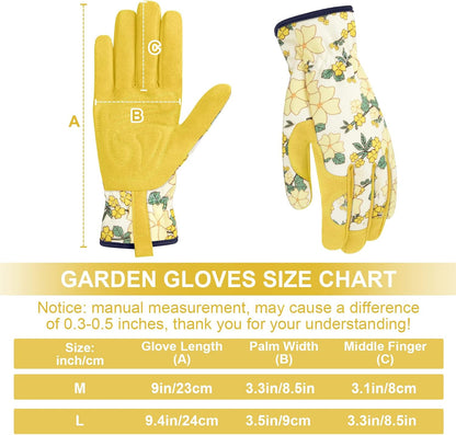 Womens Gardening Weeding Working Gloves, Leather Garden Glove for Women Thorn Proof No Stab for Digging, Planting,Pruning