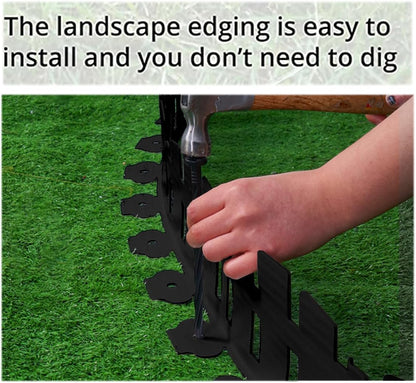 Garden Edging 33FT, Landscape Edging Borders [Extra Tall 4.6IN ] Flexible Lawn Edging Kit with 60pcs Stakes,Mini Plastic Fence for Tree Flowerbeds Grass Yard -Black-1