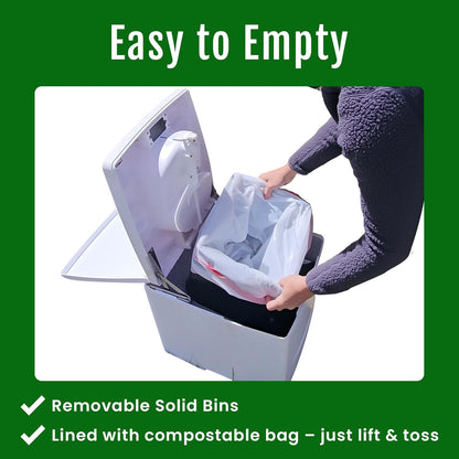 Cuddy Lite Portable Compost Toilet – for Camping, RVs, Campervans, Boats & Tiny Houses – LED Full Indicator, Liquid-Diverting, Separating, Solids Cover, Easy Clean – Portable & Compact